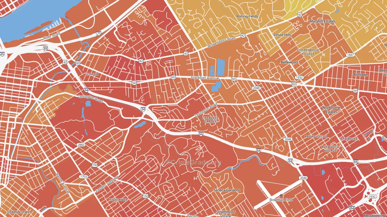 40280, KY Map of Drug-Related Crime Rates