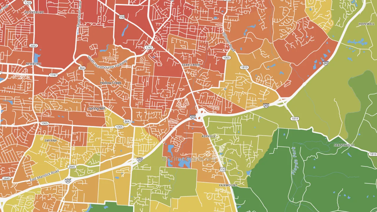40291, KY Map of Drug-Related Crime Rates
