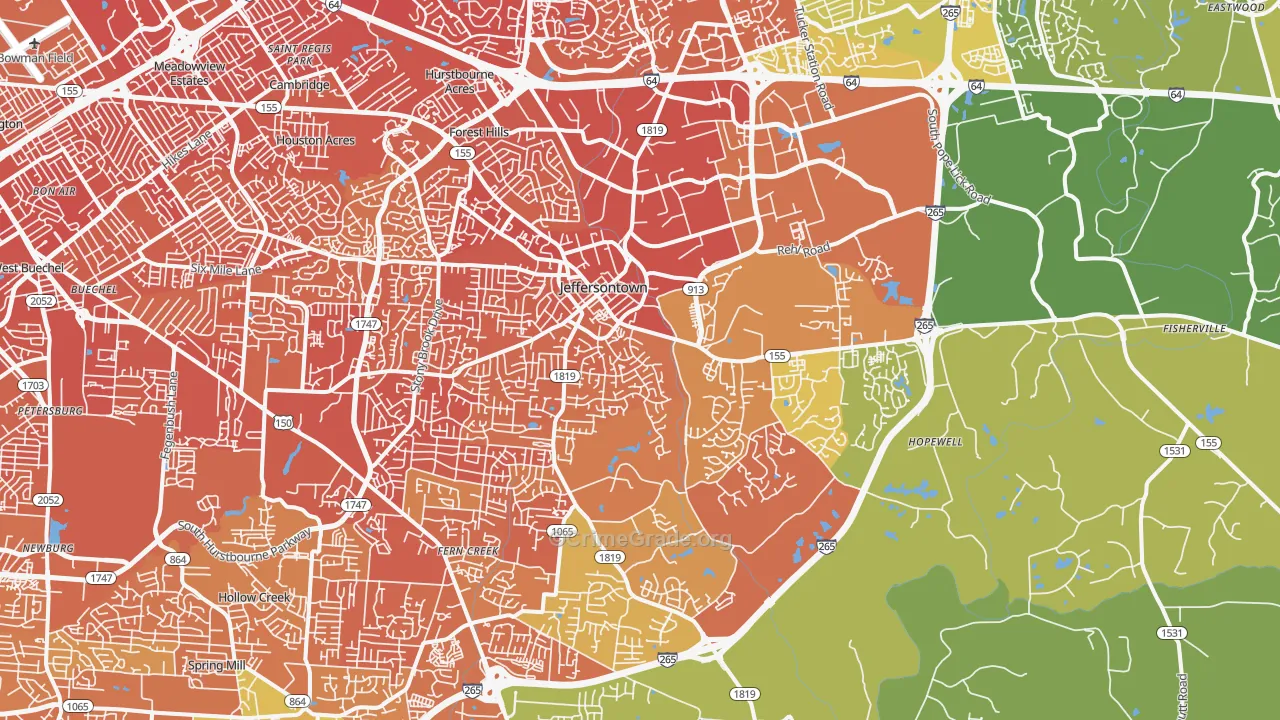 40299, KY Map of Drug-Related Crime Rates
