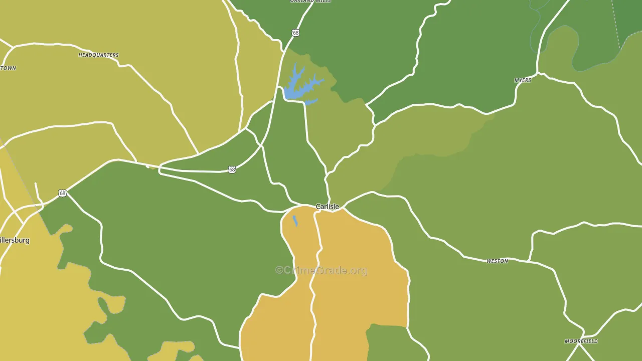 40311, KY Map of Drug-Related Crime Rates