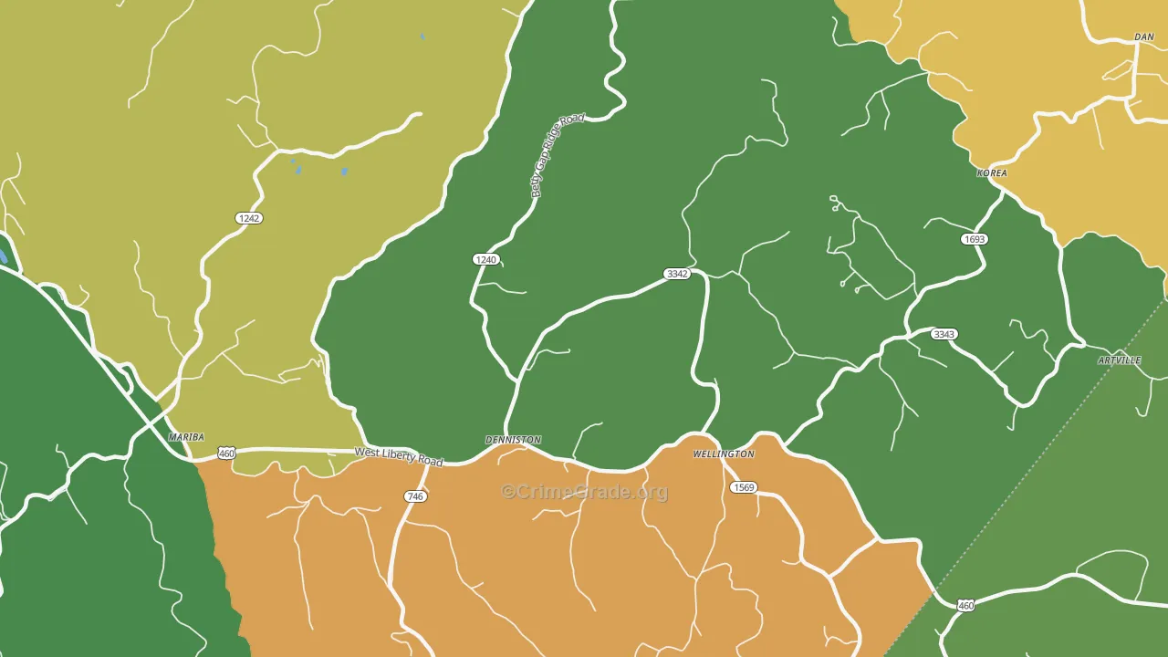 40316, KY Map of Drug-Related Crime Rates