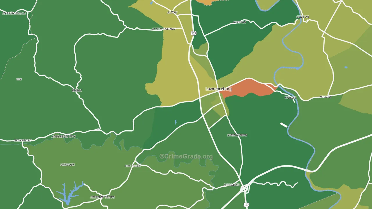 40342, KY Map of Drug-Related Crime Rates