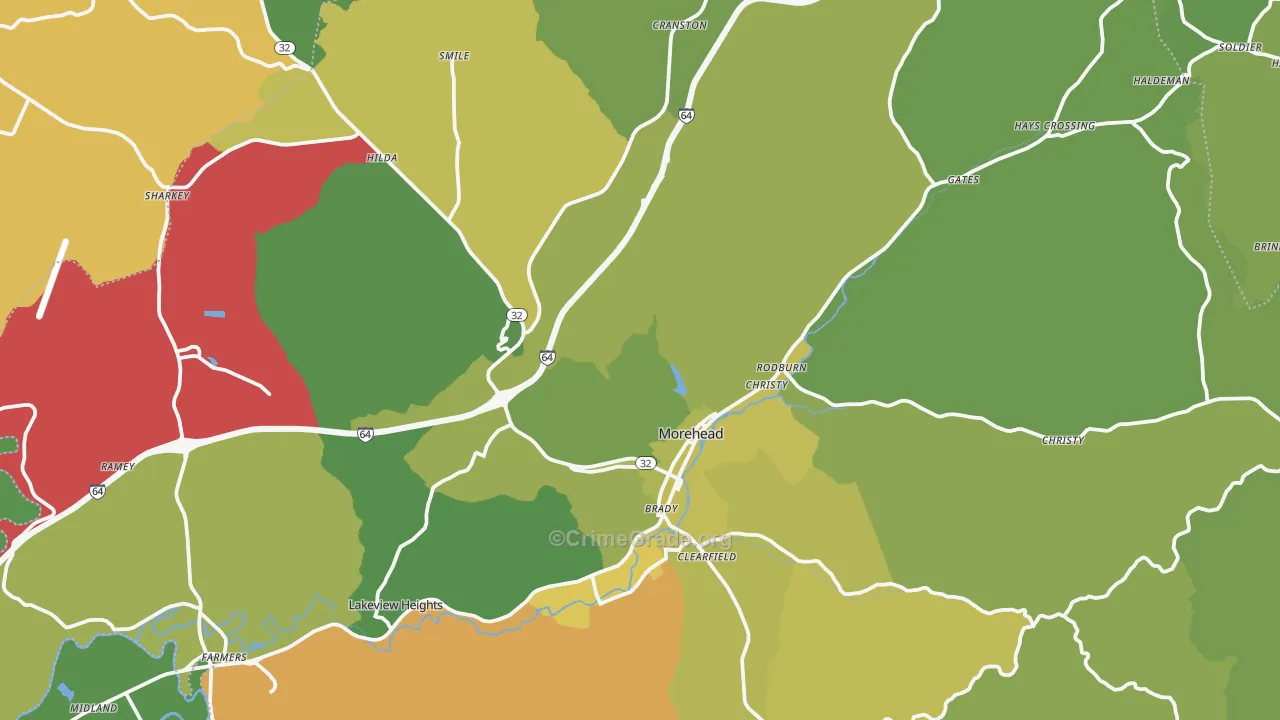 40351, KY Map of Drug-Related Crime Rates