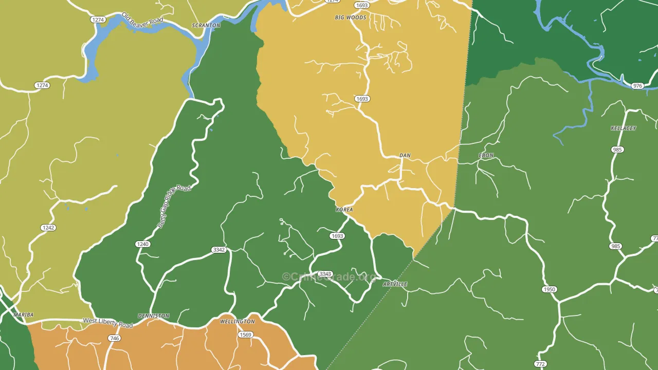 40387, KY Map of Drug-Related Crime Rates