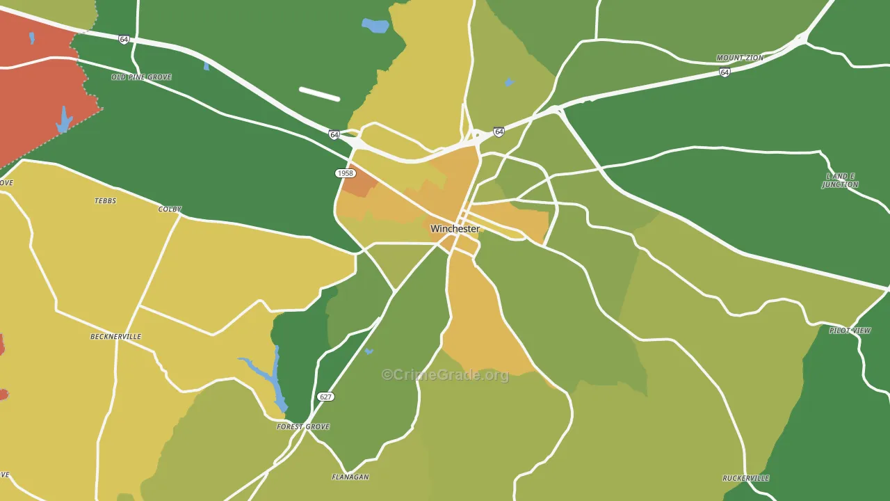 40391, KY Map of Drug-Related Crime Rates