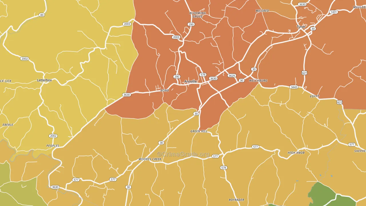 40402, KY Map of Drug-Related Crime Rates