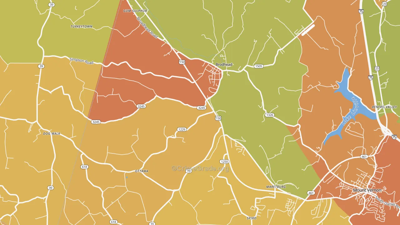 40409, KY Map of Drug-Related Crime Rates
