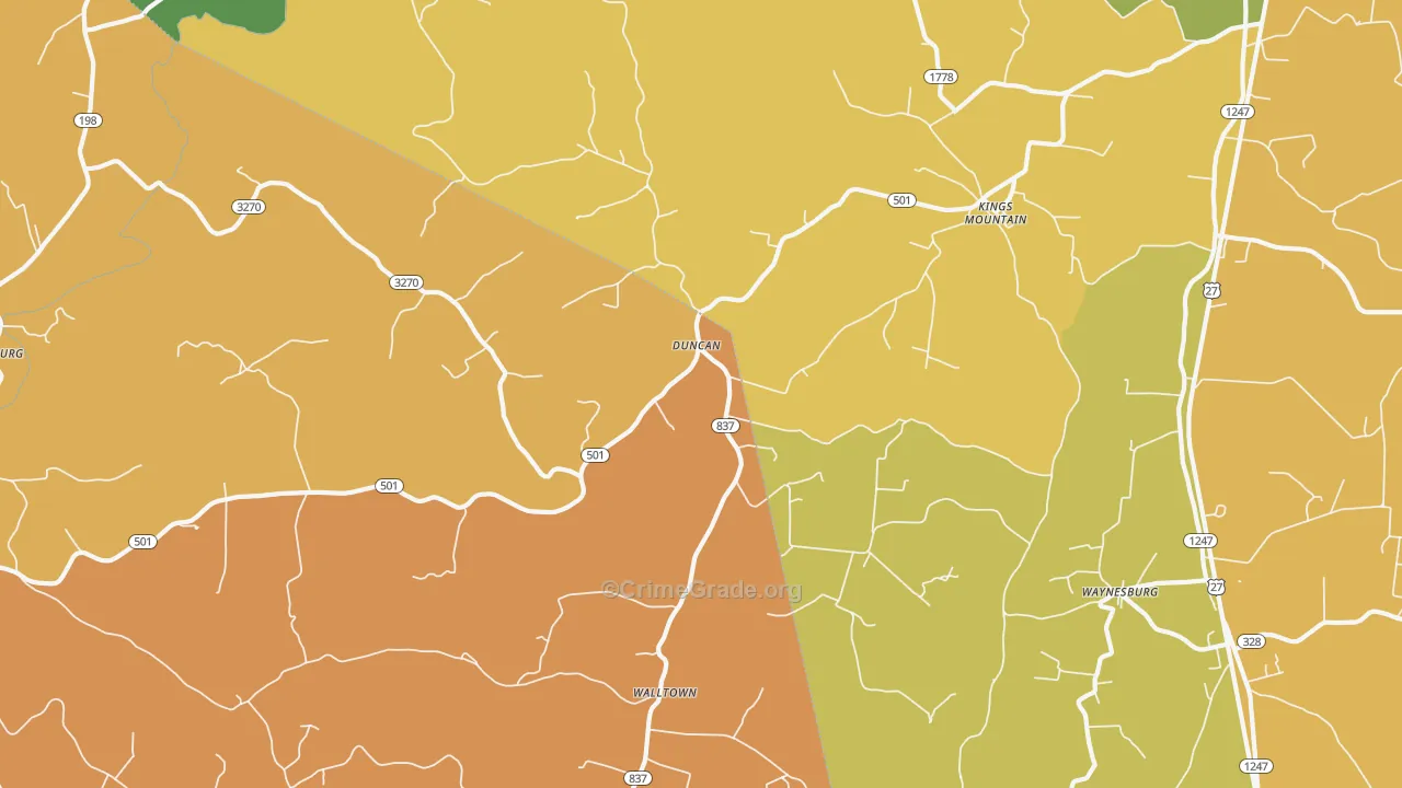40442, KY Map of Drug-Related Crime Rates