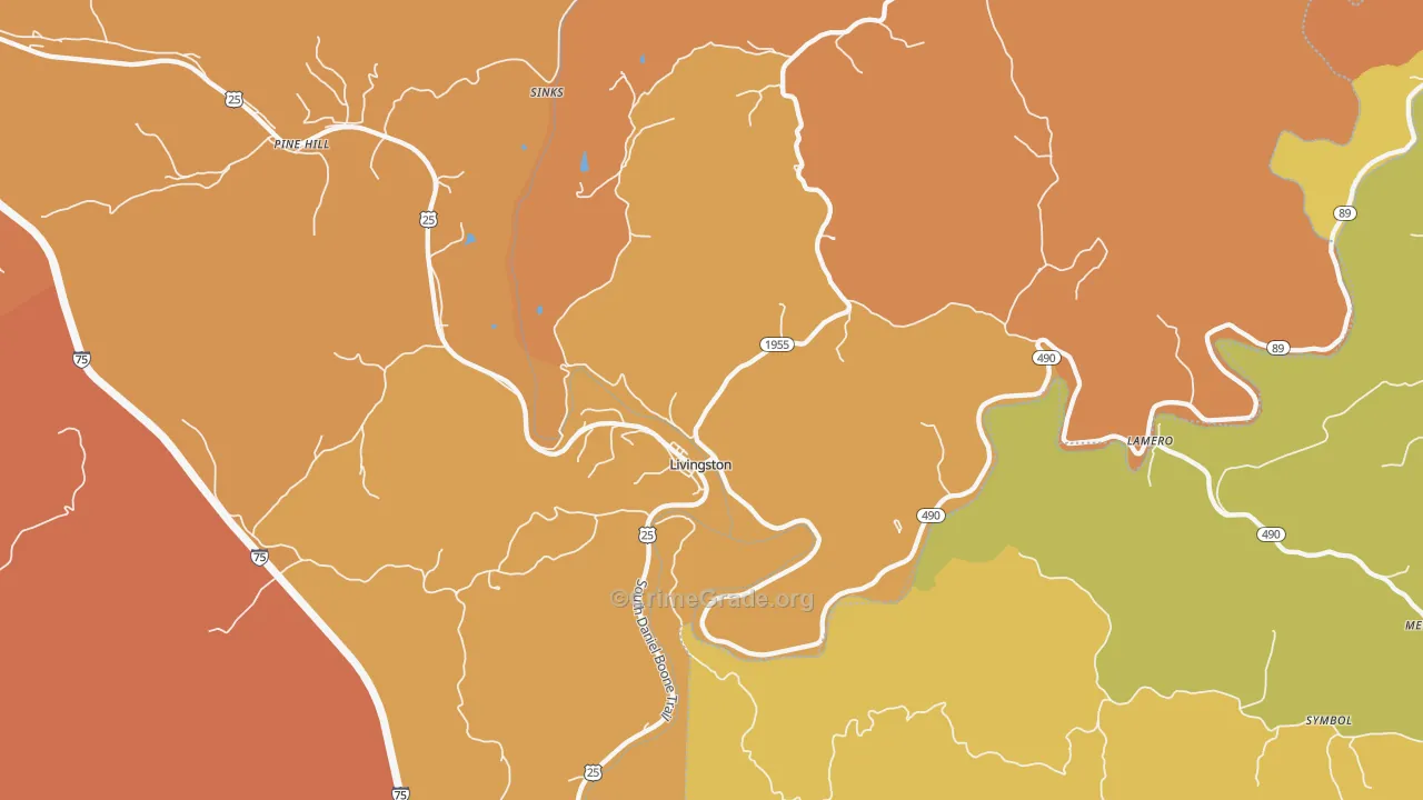 40445, KY Map of Drug-Related Crime Rates