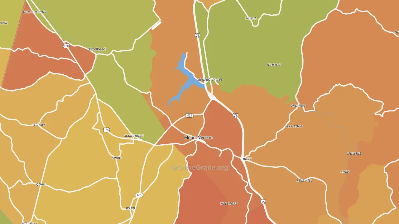 40456, KY Map of Drug-Related Crime Rates