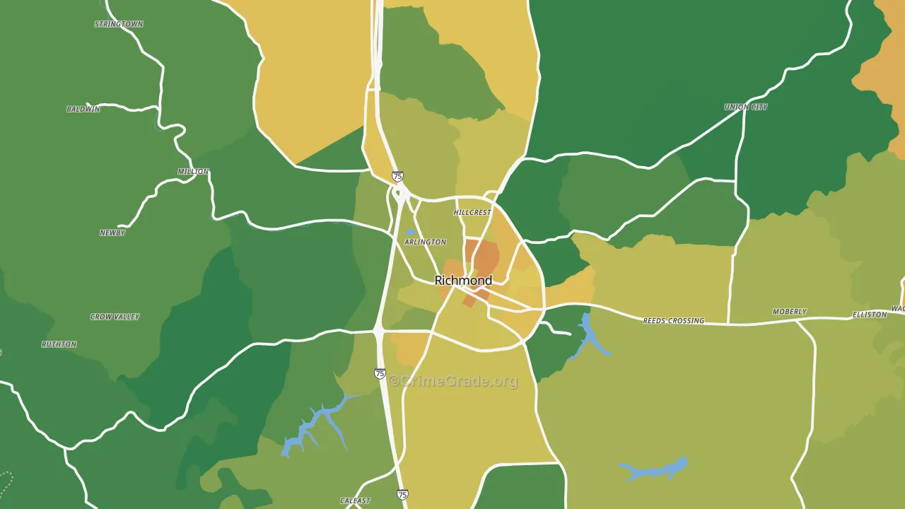 40475, KY Map of Drug-Related Crime Rates