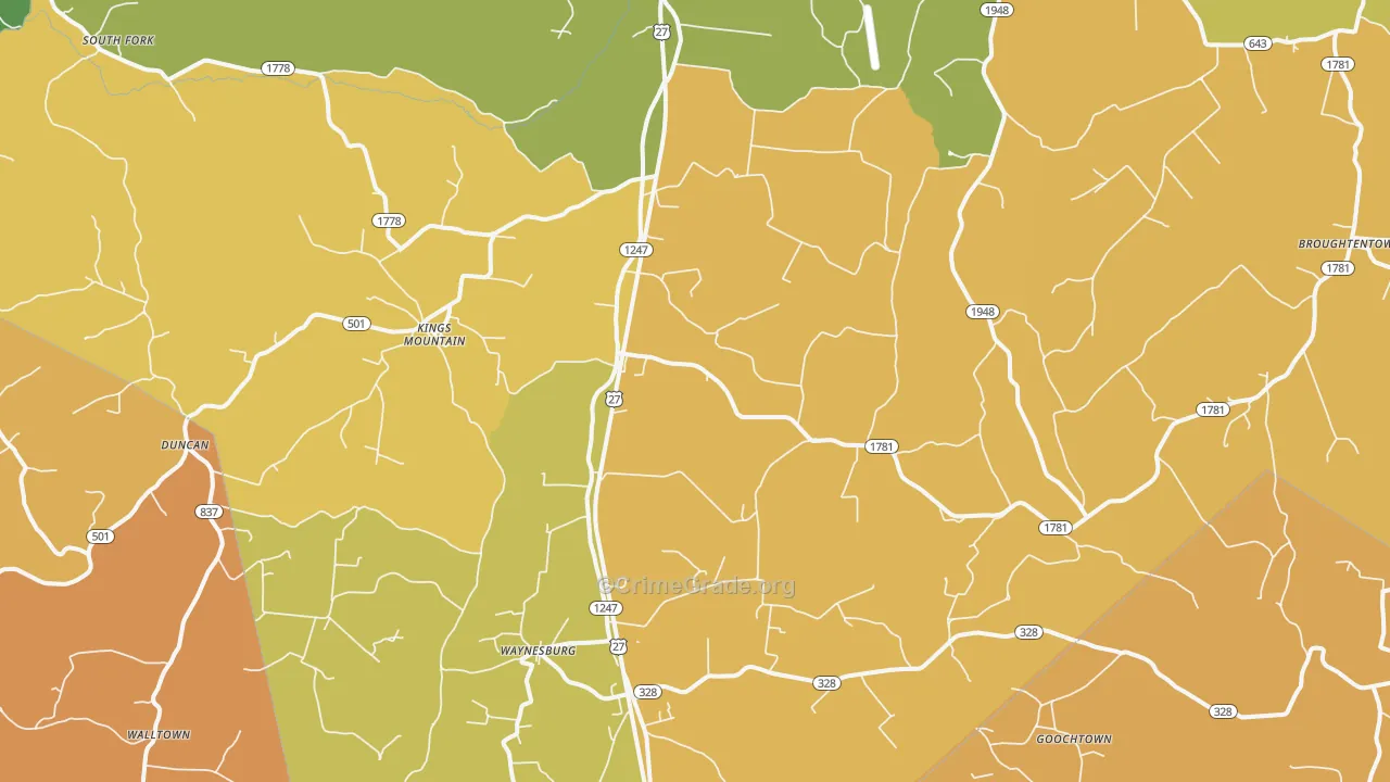 40489, KY Map of Drug-Related Crime Rates