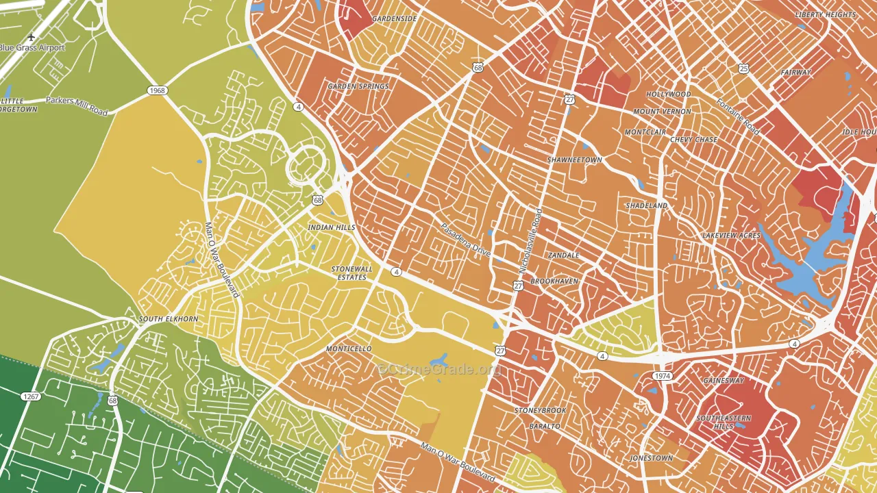 40503, KY Map of Drug-Related Crime Rates