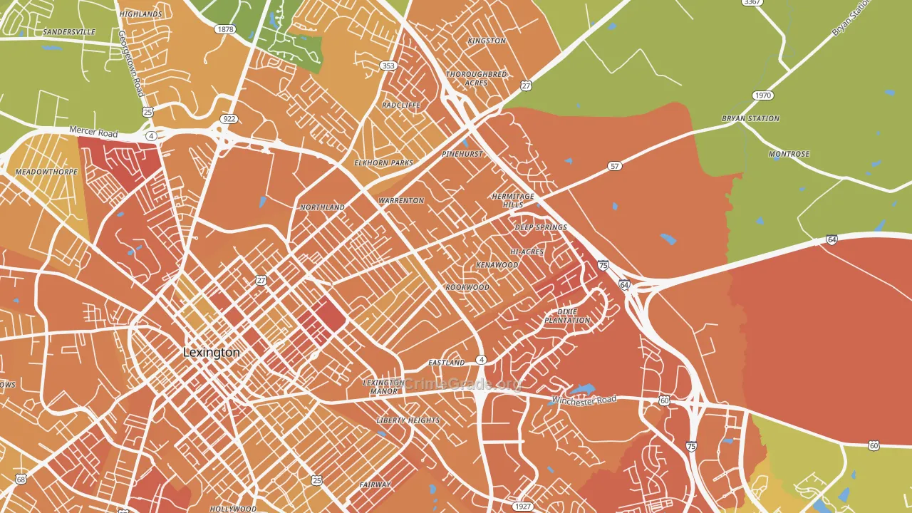 40505, KY Map of Drug-Related Crime Rates