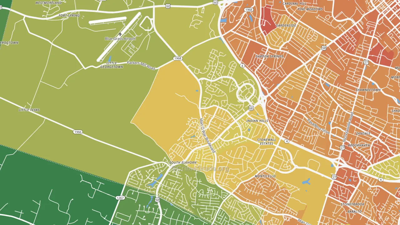 40513, KY Map of Drug-Related Crime Rates