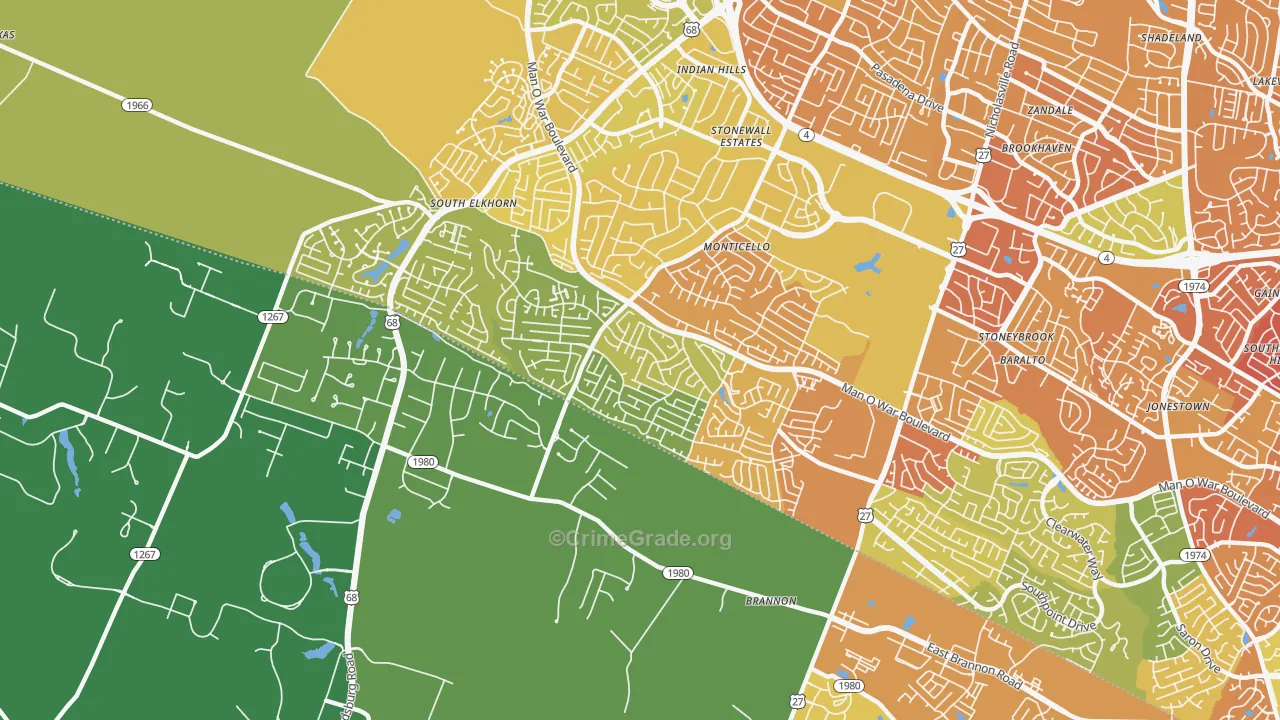 40514, KY Map of Drug-Related Crime Rates