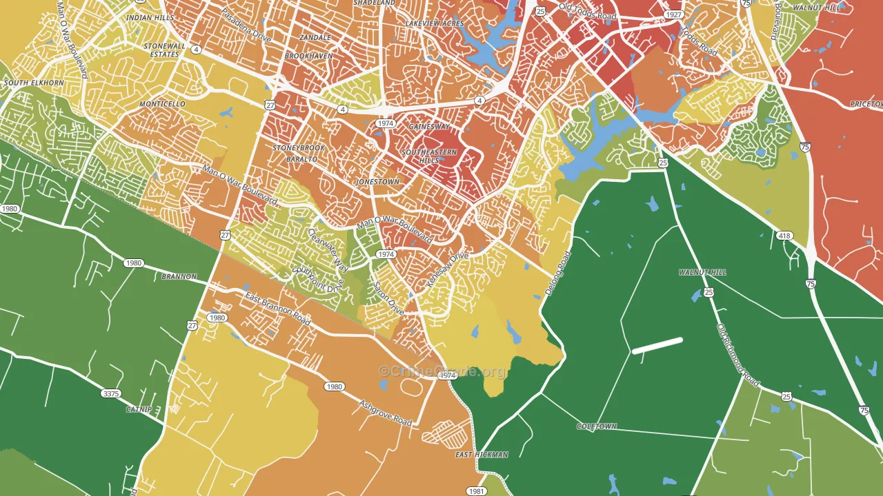 40515, KY Map of Drug-Related Crime Rates