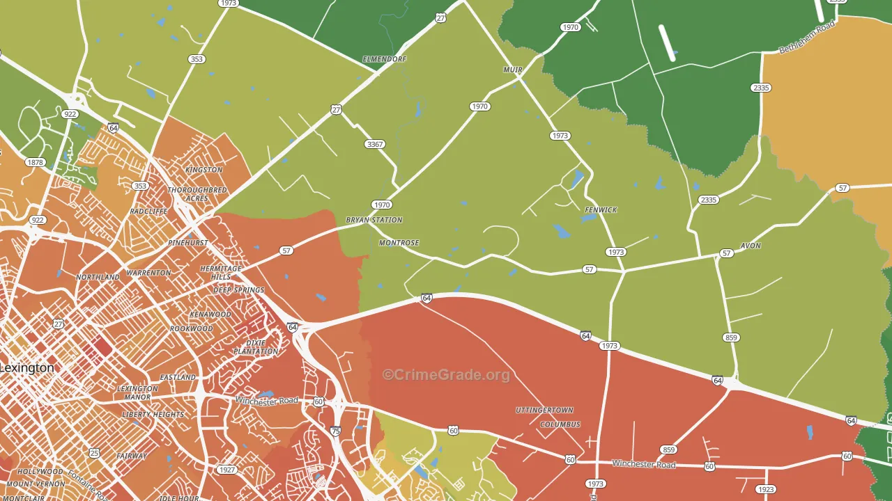 40516, KY Map of Drug-Related Crime Rates