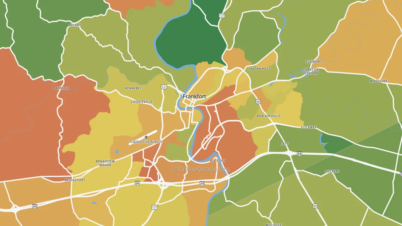 40601, KY Map of Drug-Related Crime Rates