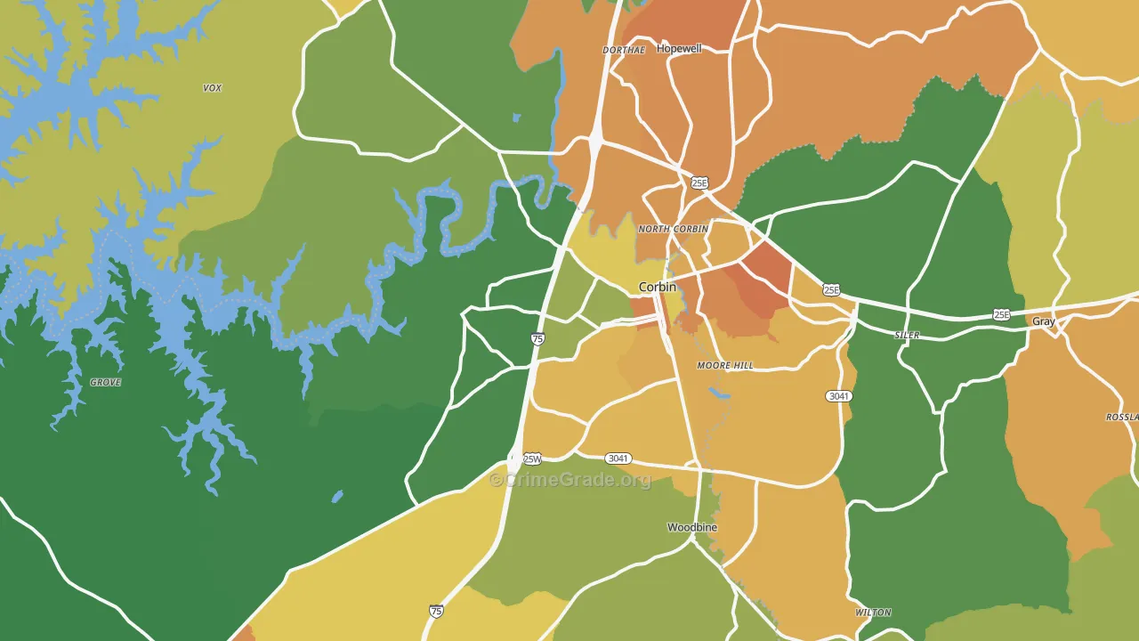 40701, KY Map of Drug-Related Crime Rates