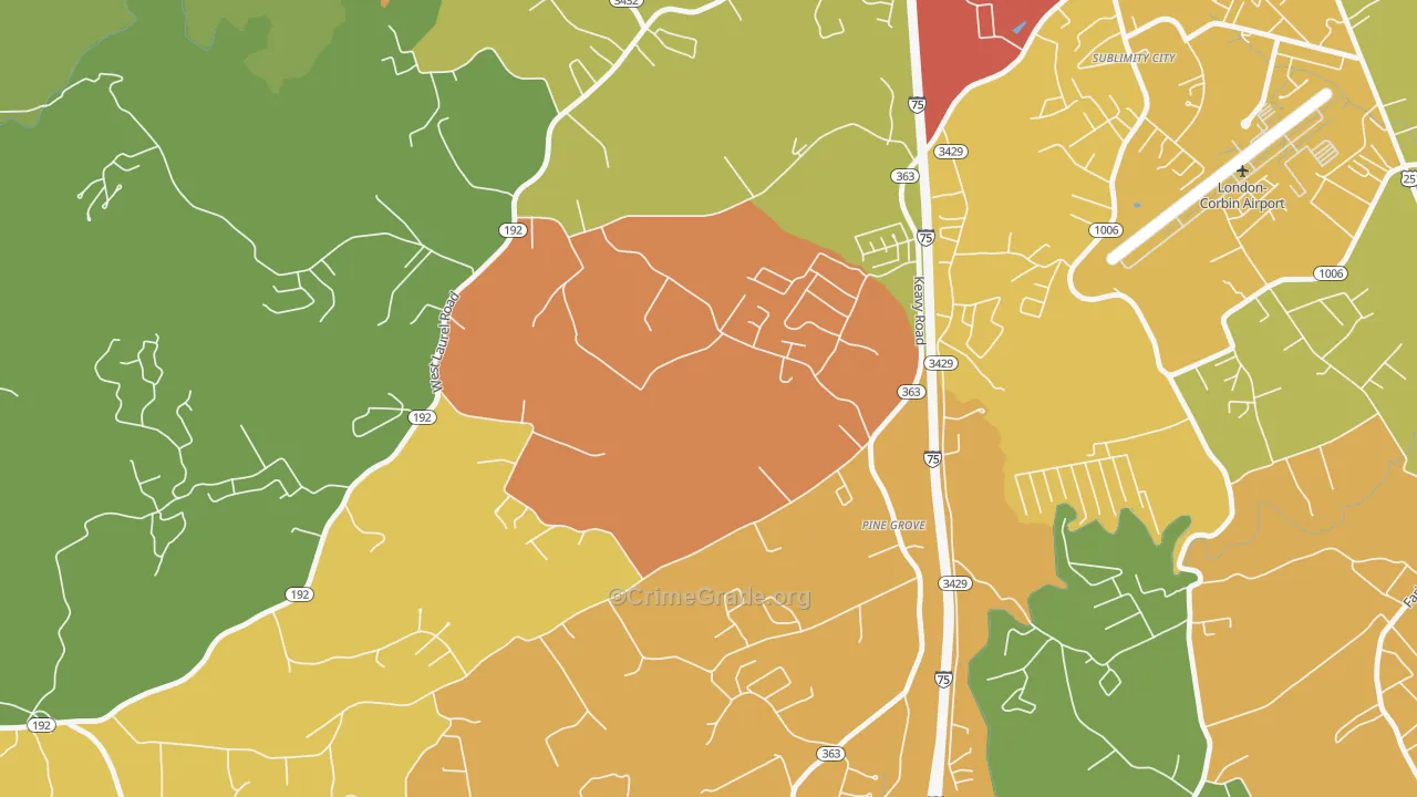 40743, KY Map of Drug-Related Crime Rates
