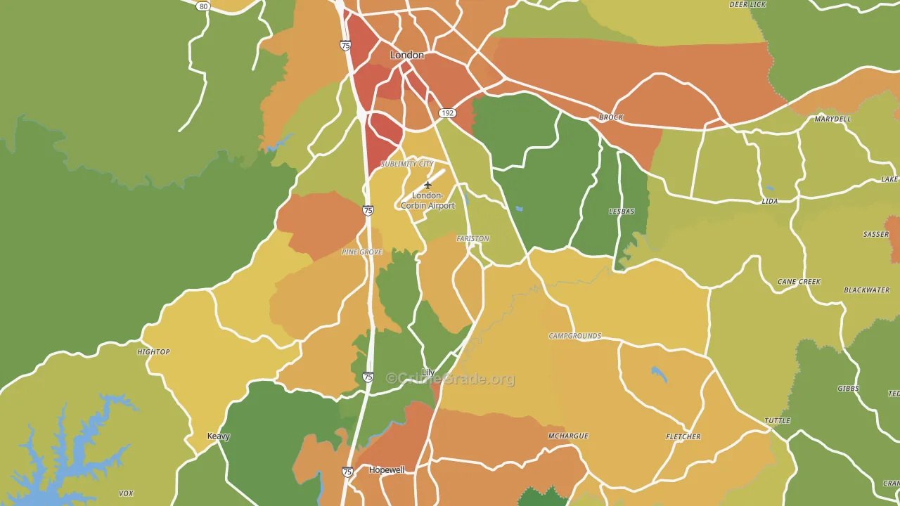 40744, KY Map of Drug-Related Crime Rates