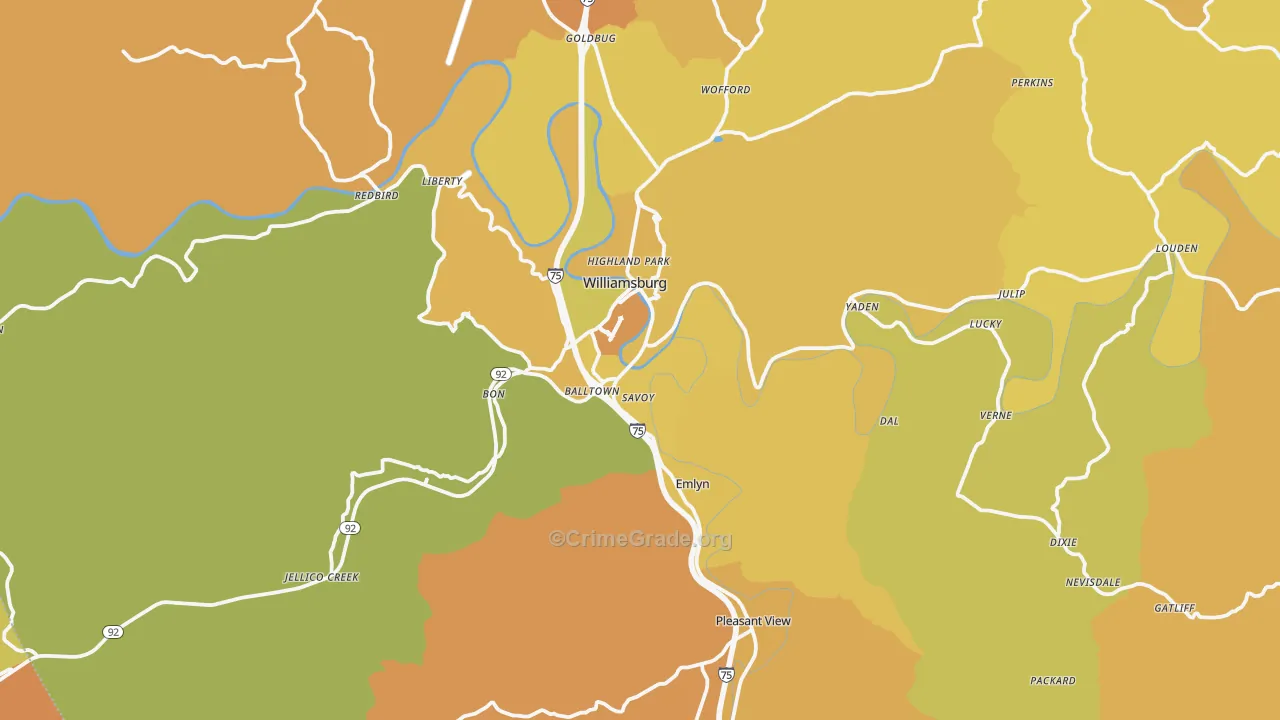 40769, KY Map of Drug-Related Crime Rates