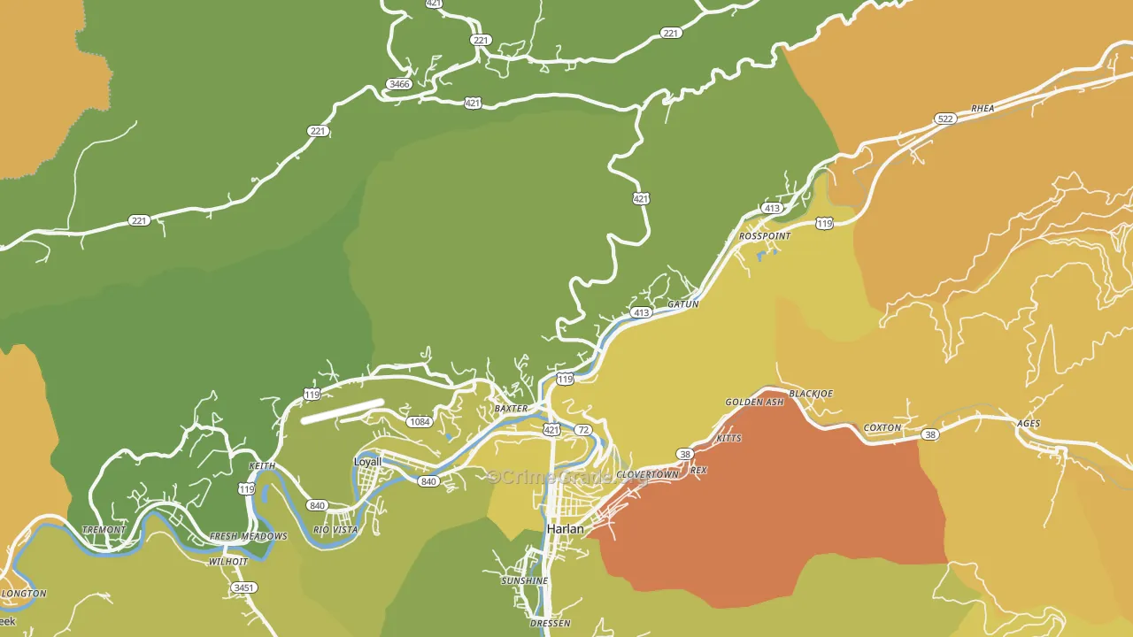 40806, KY Map of Drug-Related Crime Rates