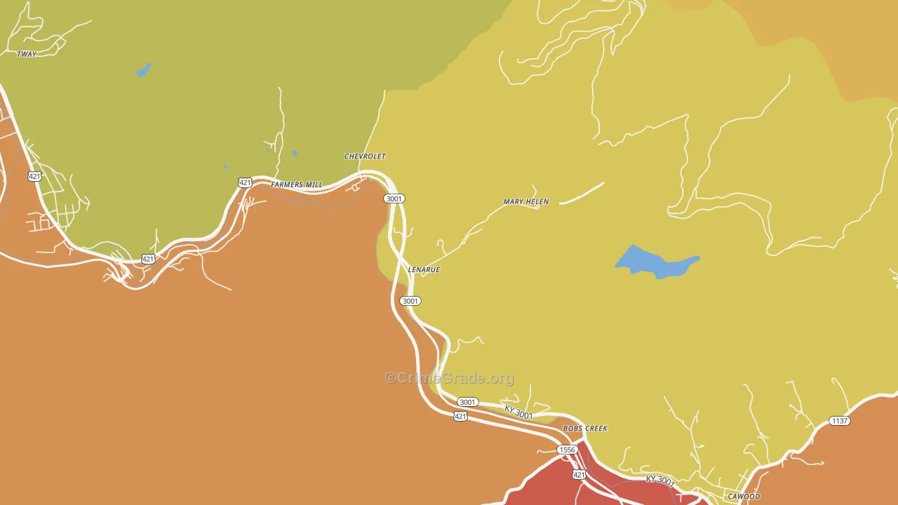 40818, KY Map of Drug-Related Crime Rates