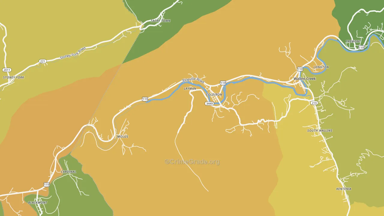40819, KY Map of Drug-Related Crime Rates