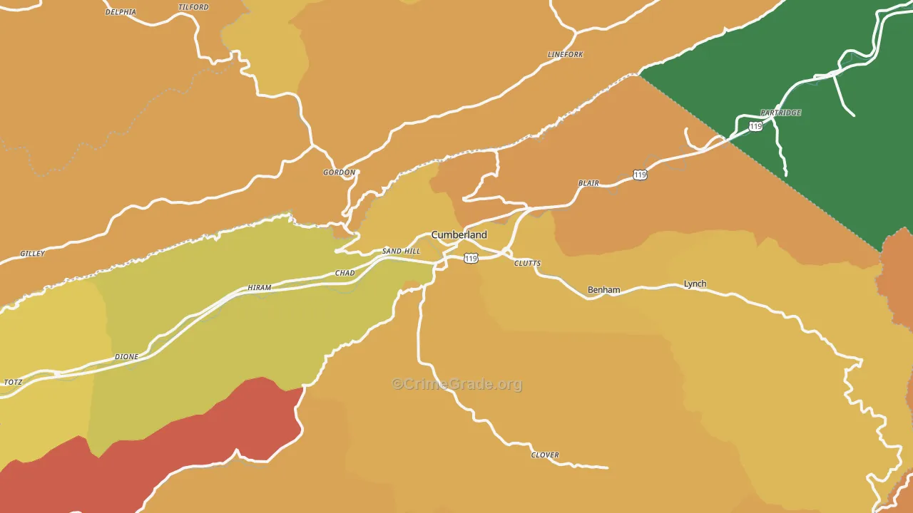 40823, KY Map of Drug-Related Crime Rates
