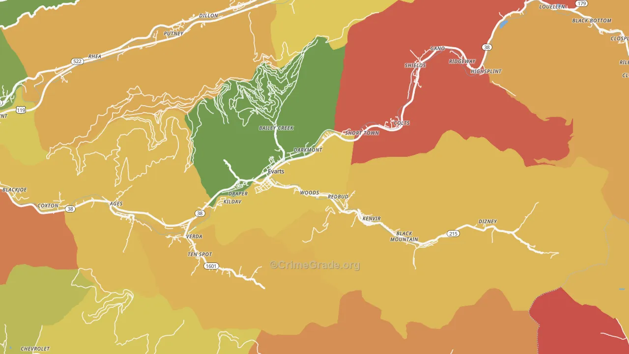 40828, KY Map of Drug-Related Crime Rates