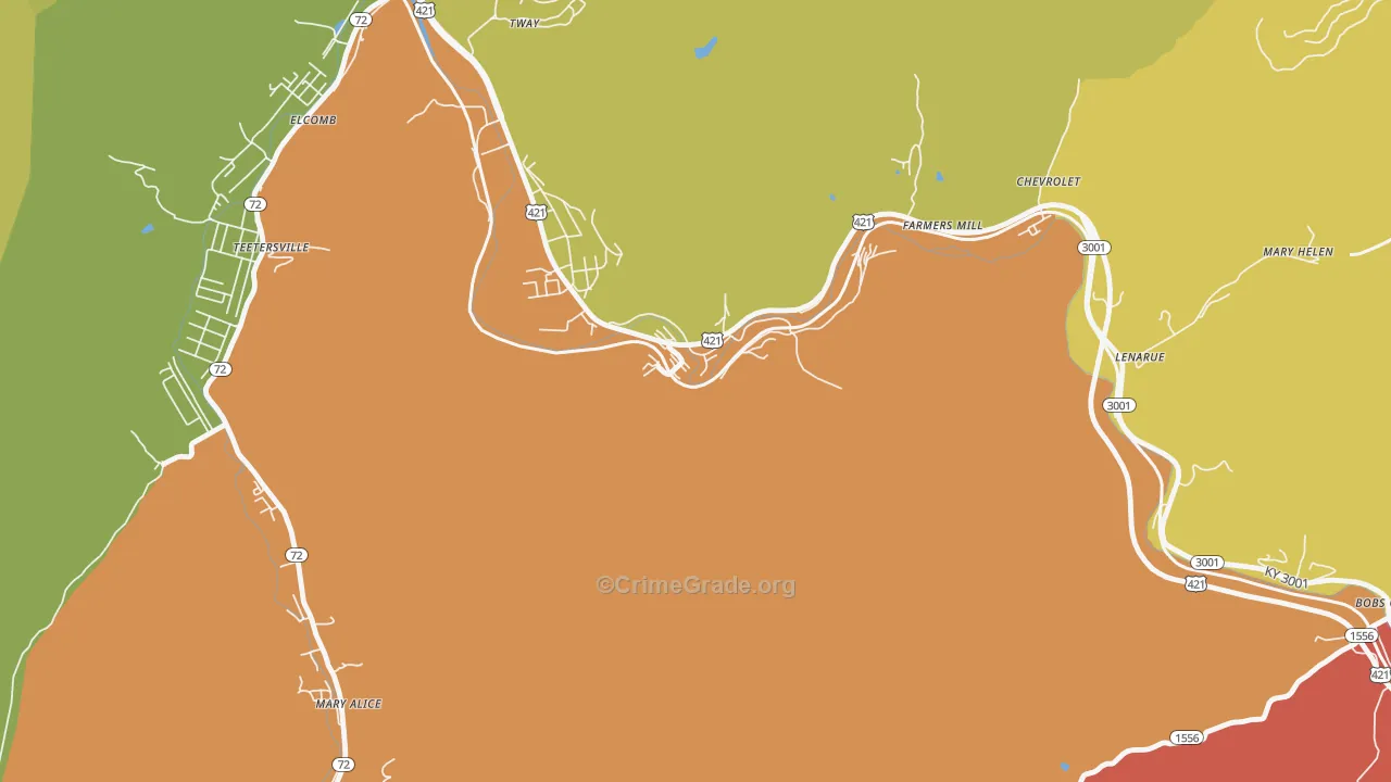 40829, KY Map of Drug-Related Crime Rates