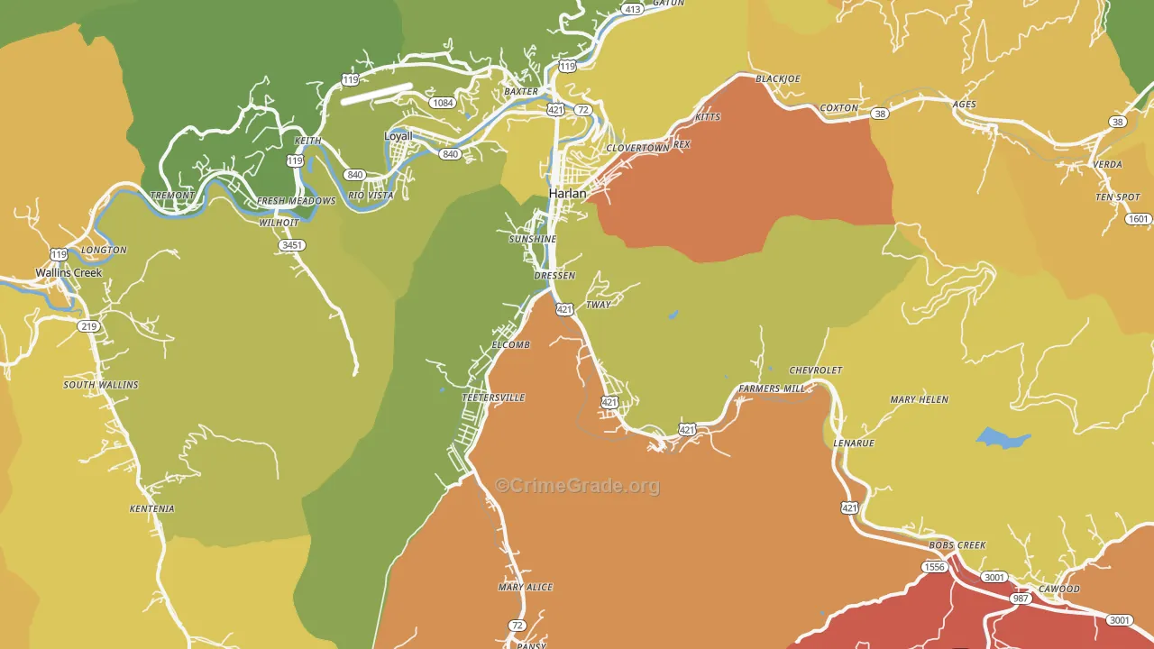 40831, KY Map of Drug-Related Crime Rates