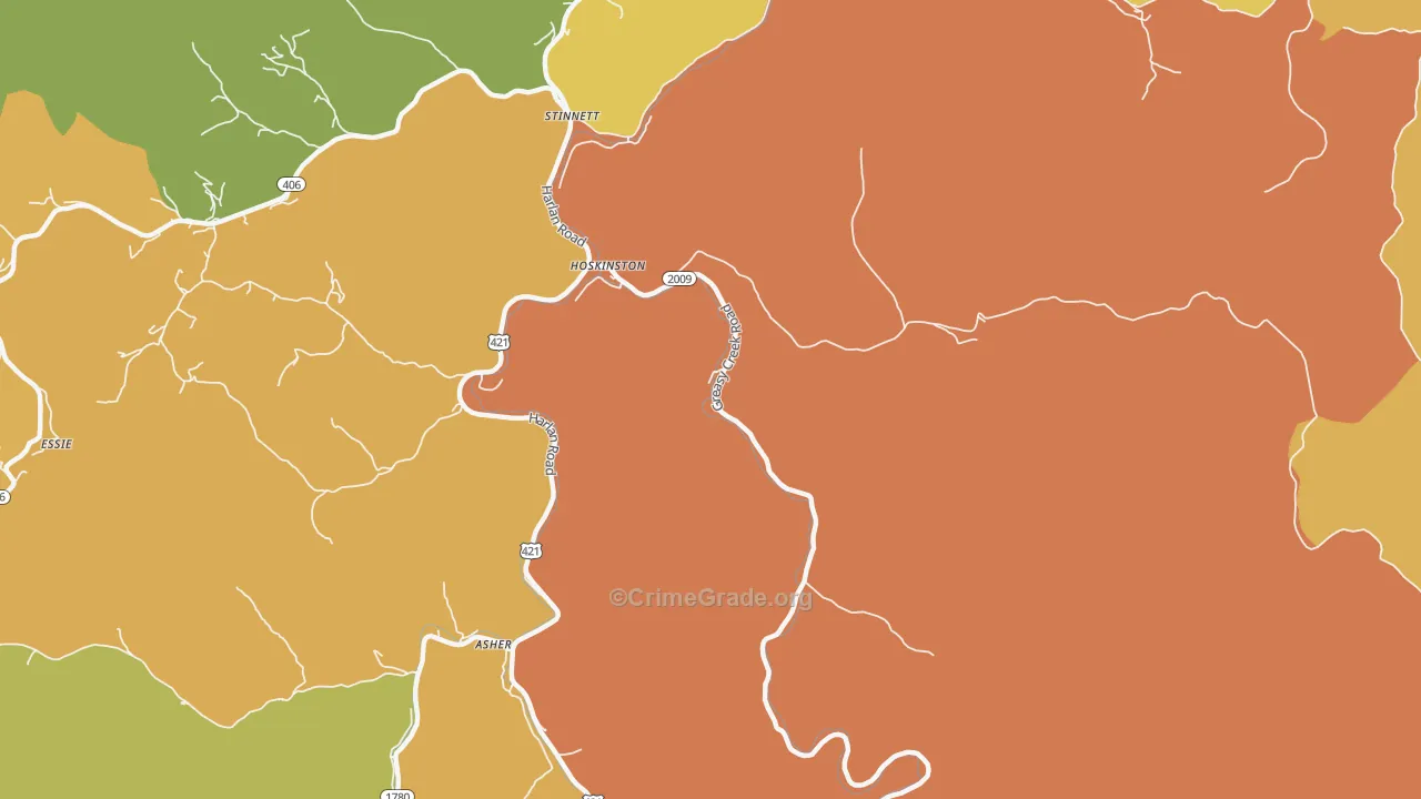 40844, KY Map of Drug-Related Crime Rates
