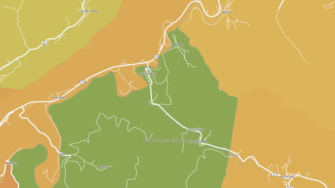 40845, KY Map of Drug-Related Crime Rates