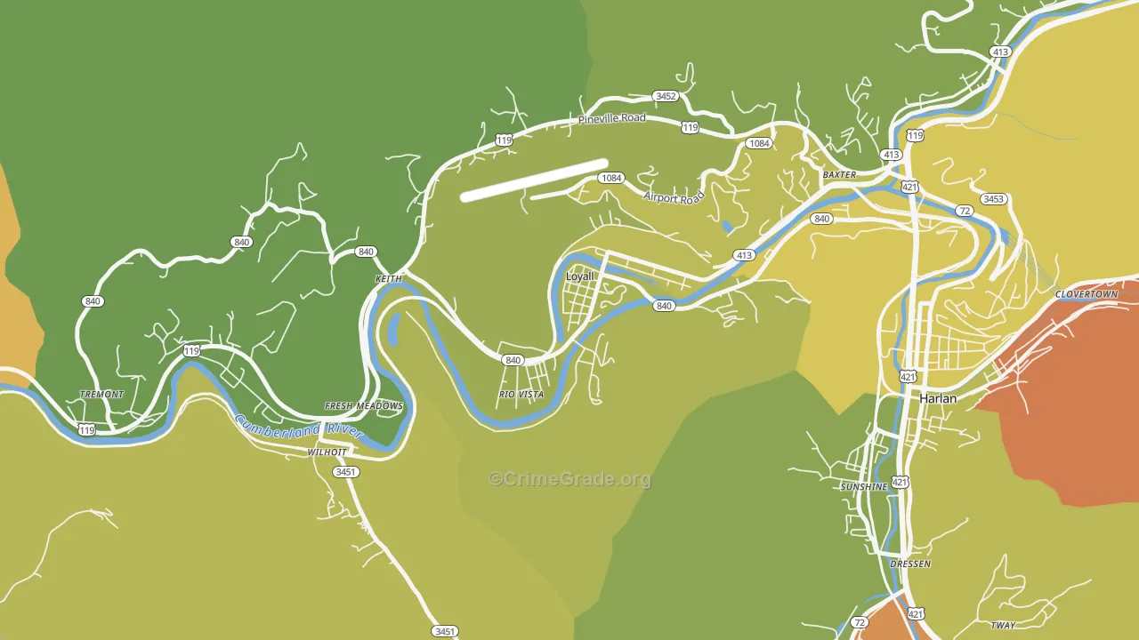 40854, KY Map of Drug-Related Crime Rates