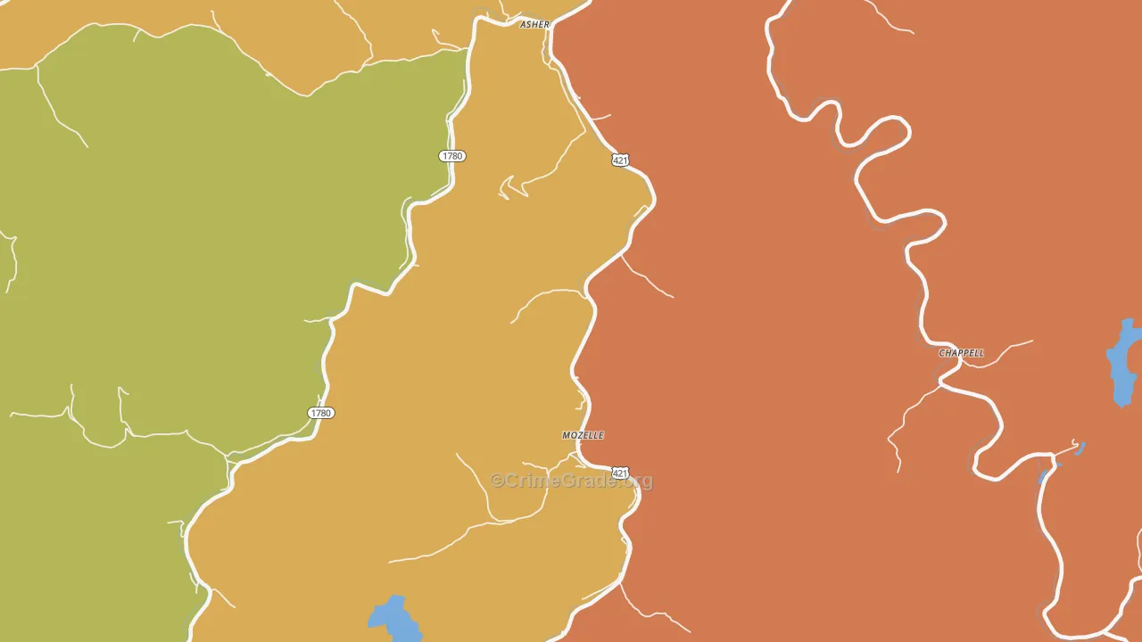 40858, KY Map of Drug-Related Crime Rates