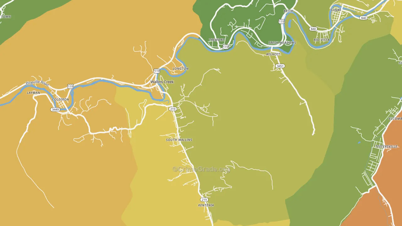 40873, KY Map of Drug-Related Crime Rates