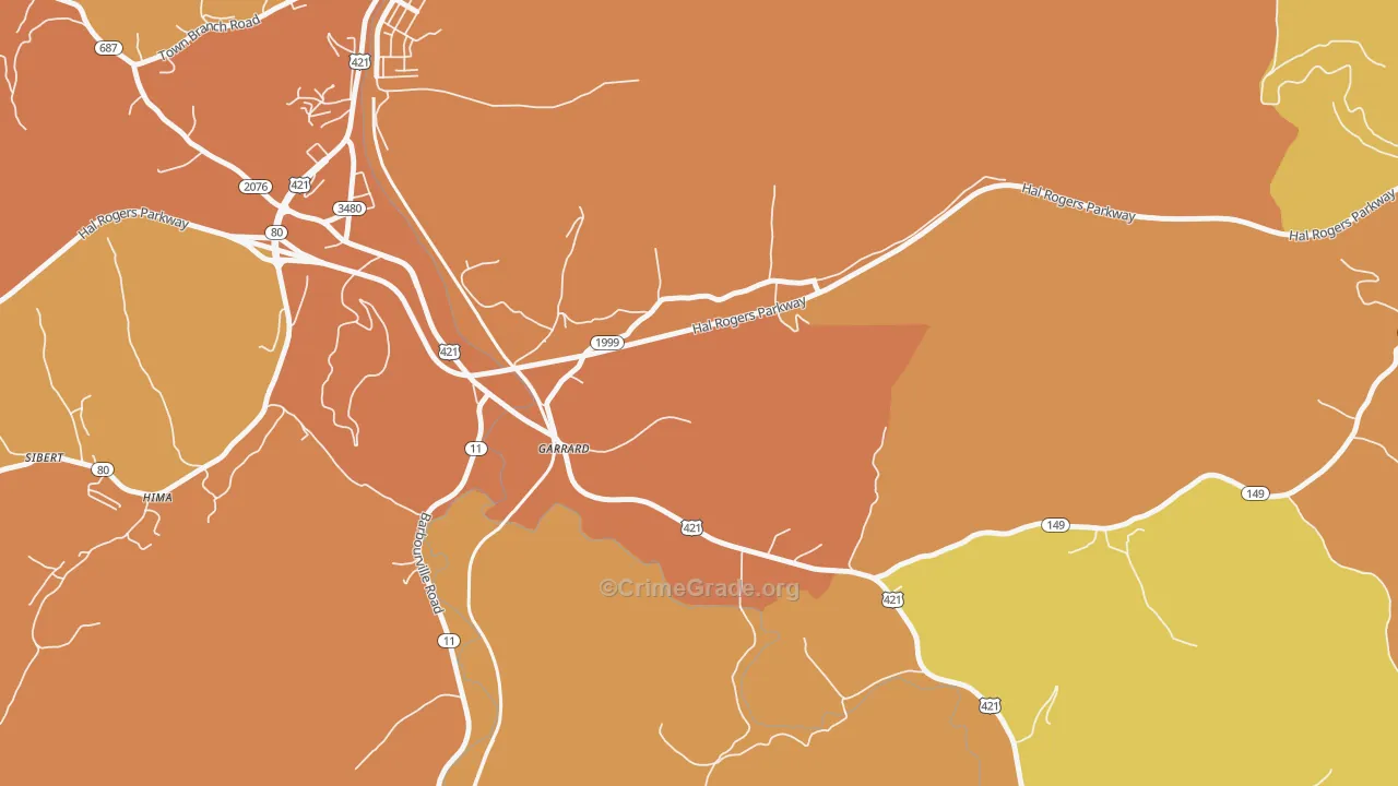 40941, KY Map of Drug-Related Crime Rates