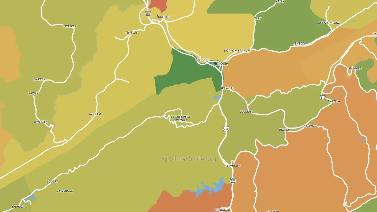 40977, KY Map of Drug-Related Crime Rates