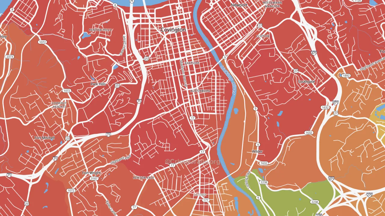 41014, KY Map of Drug-Related Crime Rates
