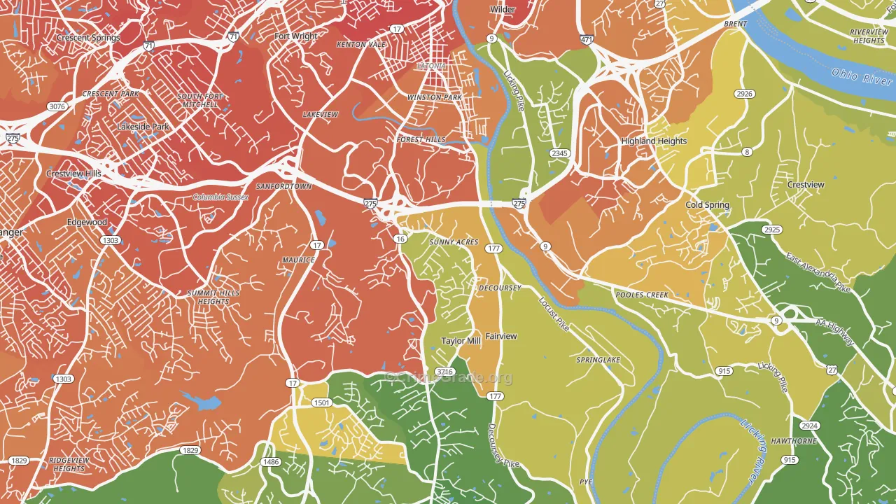 41015, KY Map of Drug-Related Crime Rates
