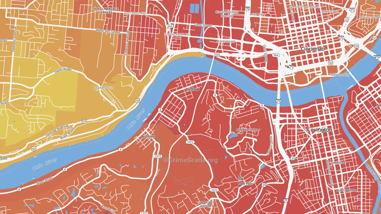 41016, KY Map of Drug-Related Crime Rates