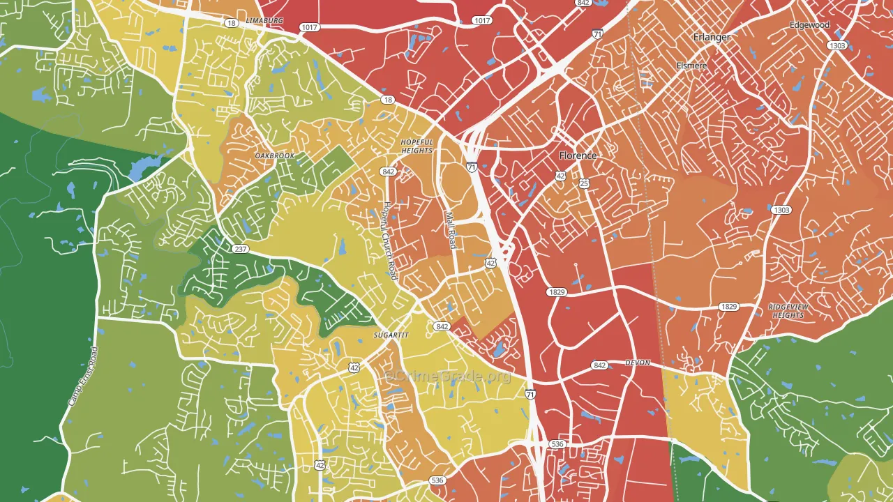 41042, KY Map of Drug-Related Crime Rates