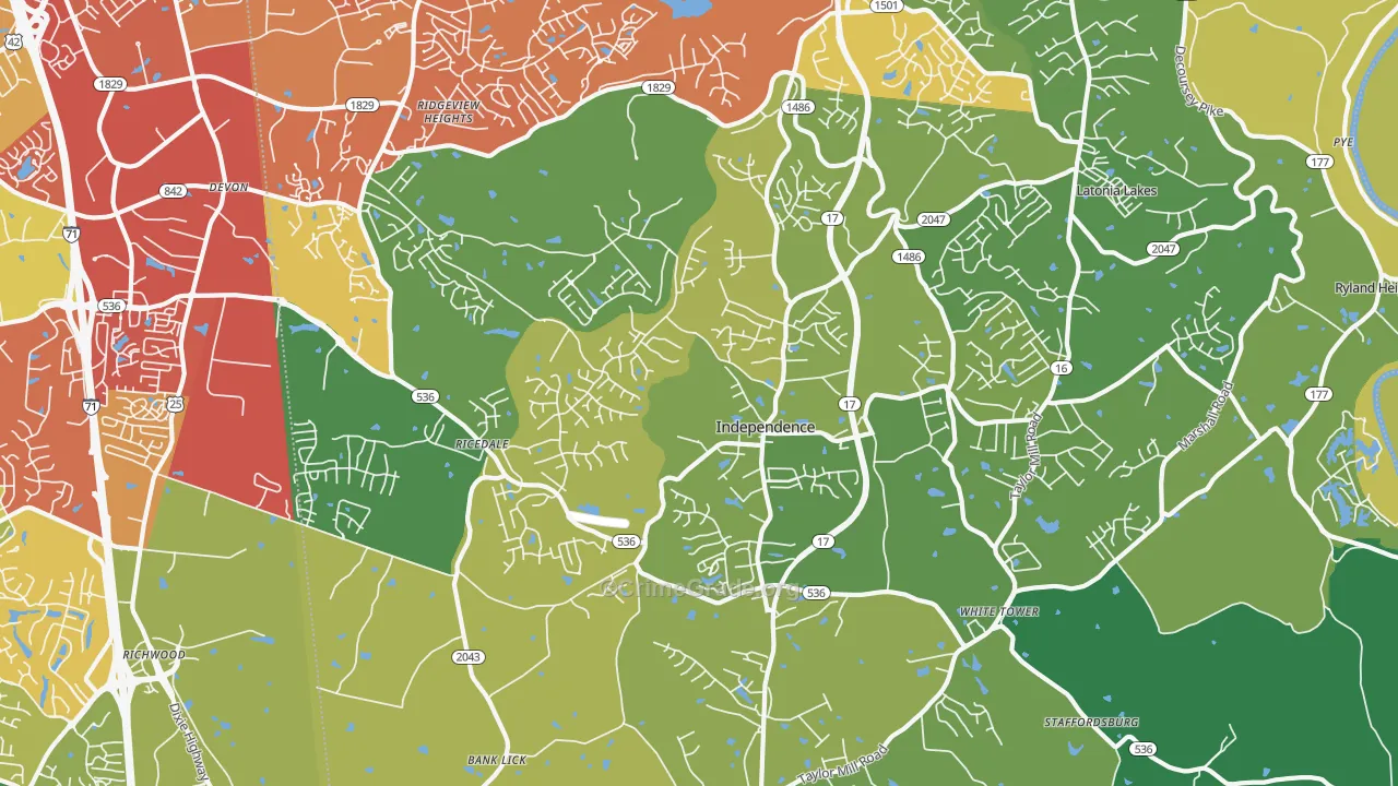 41051, KY Map of Drug-Related Crime Rates