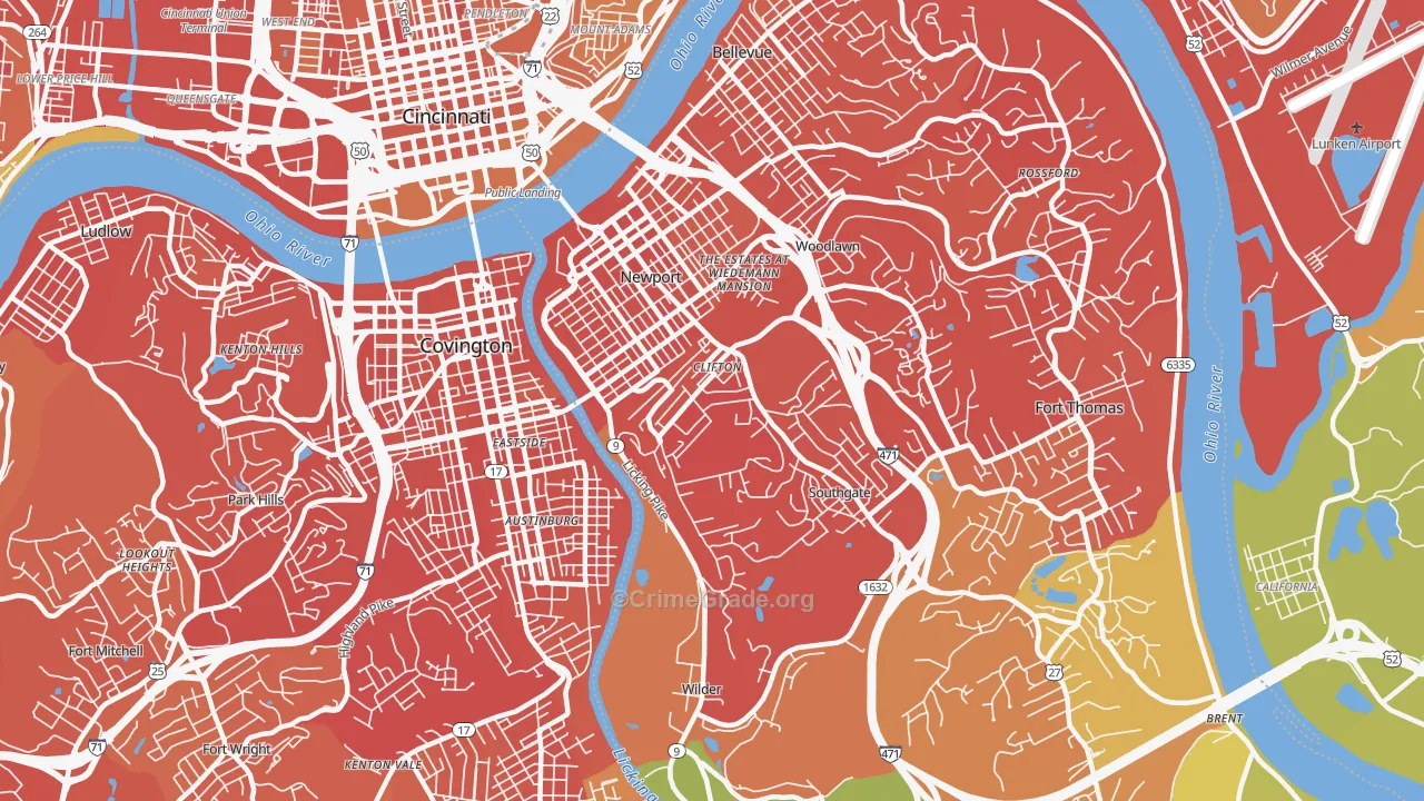41071, KY Map of Drug-Related Crime Rates
