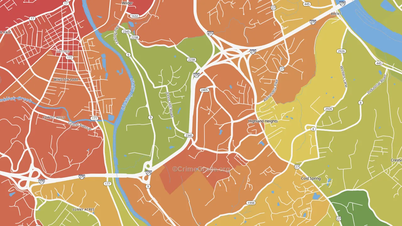 41099, KY Map of Drug-Related Crime Rates