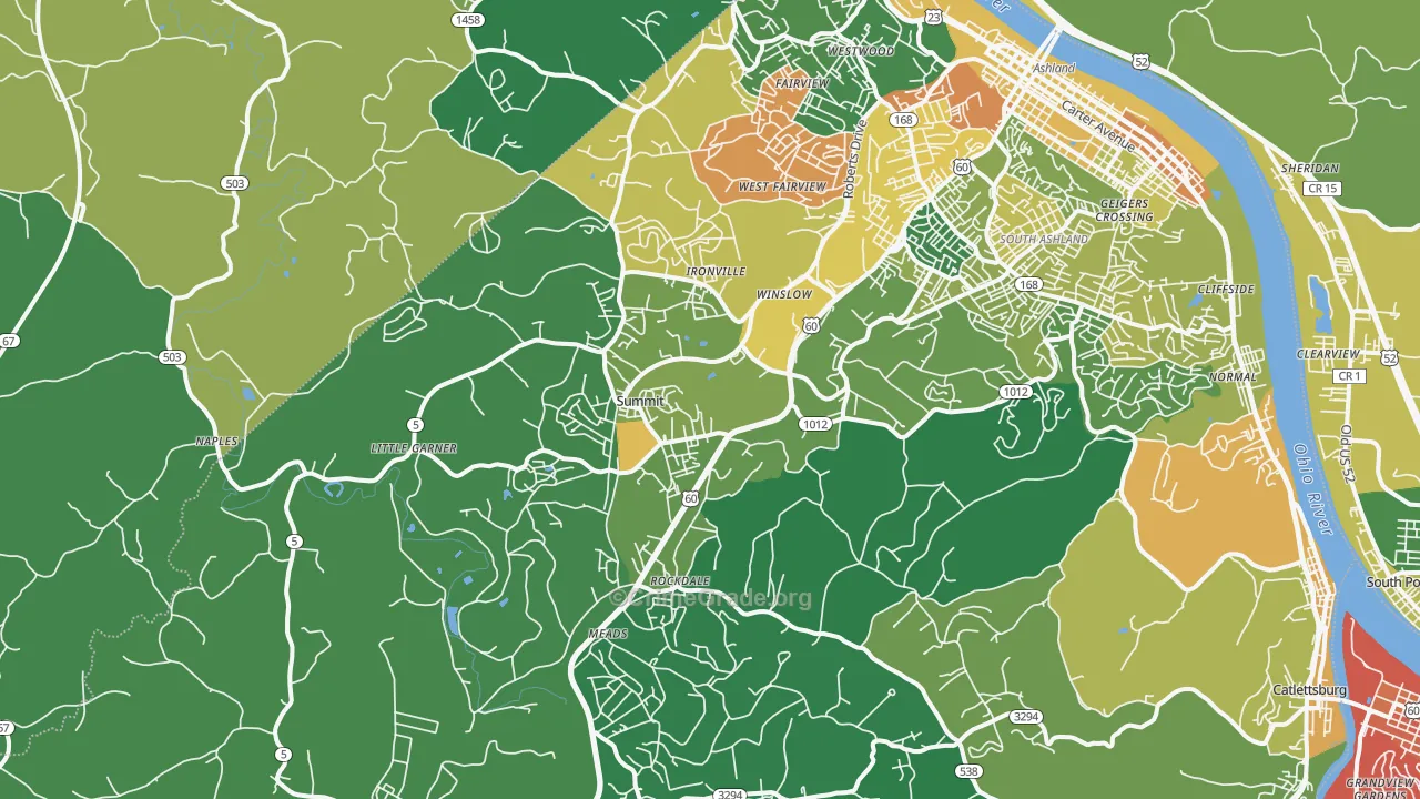 41102, KY Map of Drug-Related Crime Rates