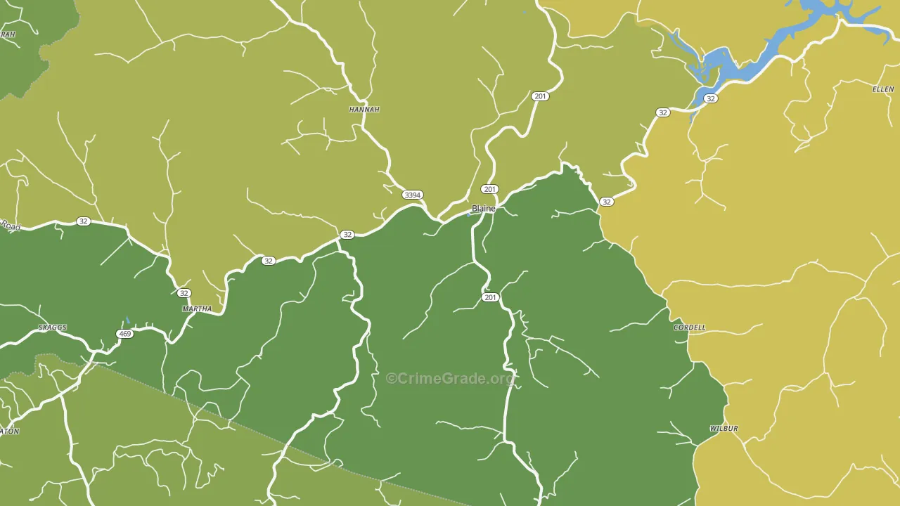 41124, KY Map of Drug-Related Crime Rates